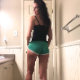 A beautiful, brunette girl wearing green shorts takes a firm shit onto her bathroom counter and shows her product in detail to the camera while loading the poop into a plastic container. Presented in 720P HD. 116MB, MP4 file. About 7 minutes.
